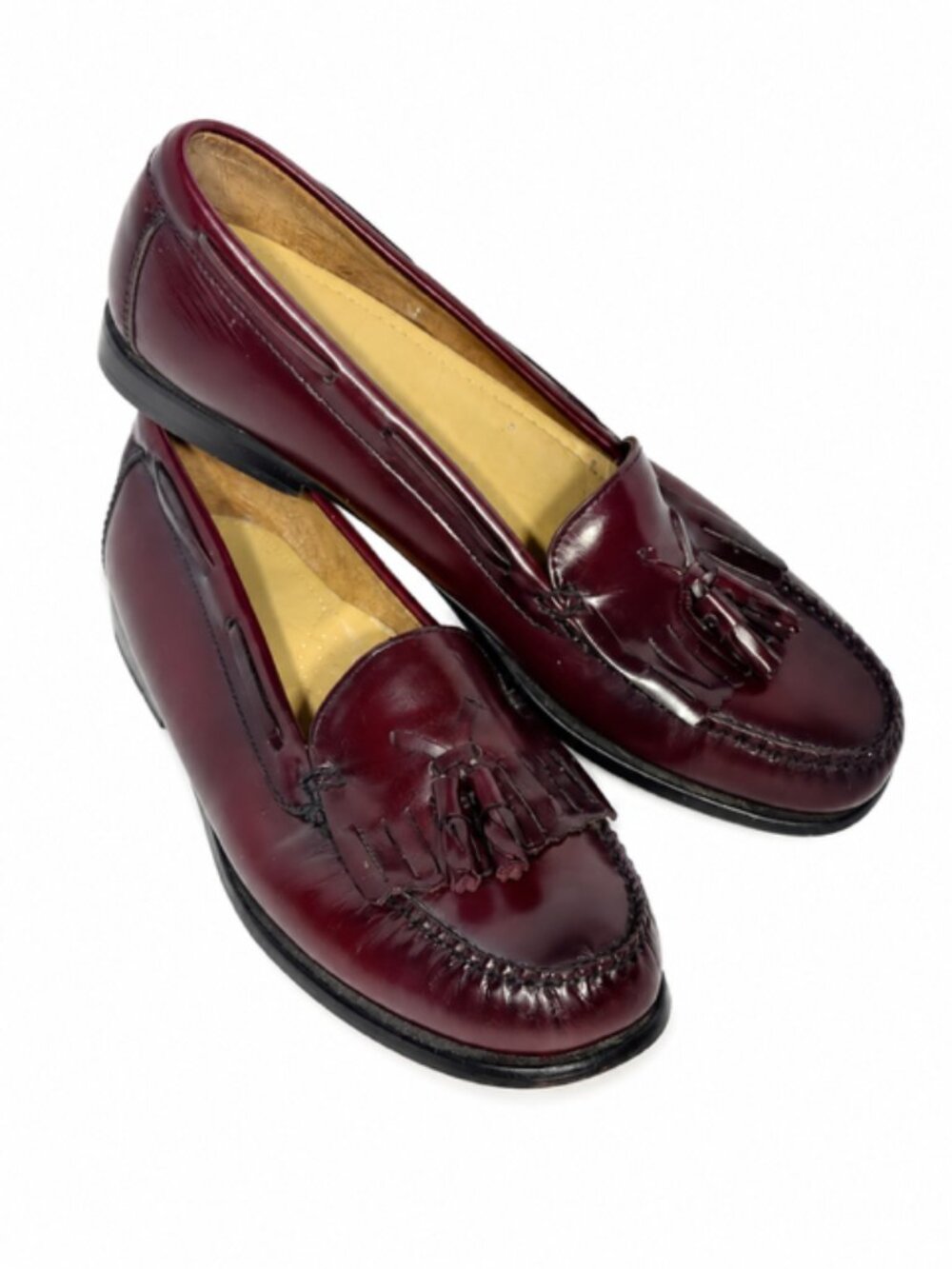 Vintage G.H. Bass & Co. Jackie Burgundy Leather Tassel Loafers Size 11M - Picture 2 of 7